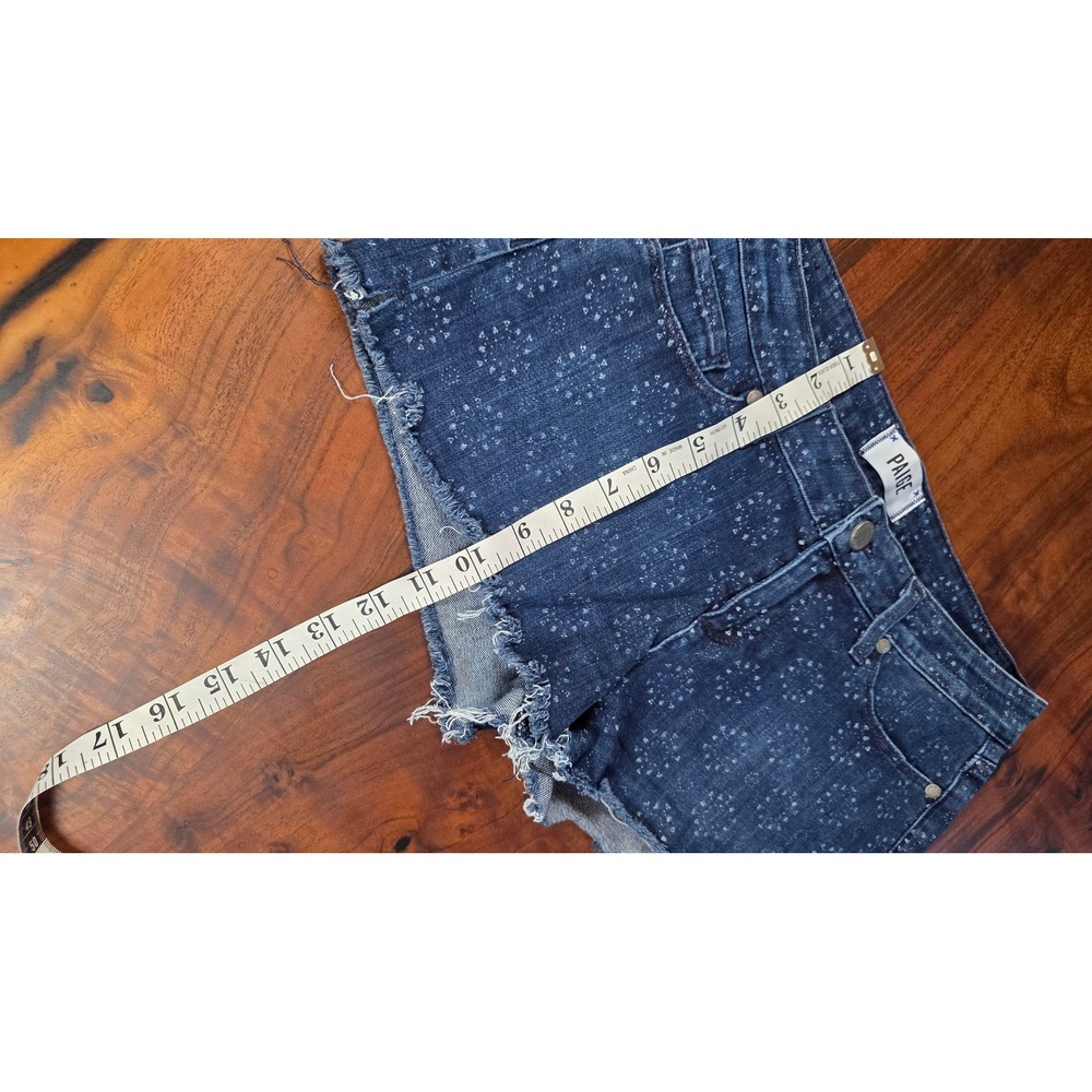 Paige ANTHROPOLOGIE Geometric Medallion Print Raw Hem Cut Off Shorts Size 26 - Picture 7 of 8